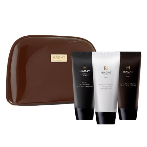 Hadat Cosmetics HYDRO SILK HAIR SET шелк для волос/увл. шампунь 70мл/кондиционер 70мл/маска жидкий шелк для волос 70мл/косметичка